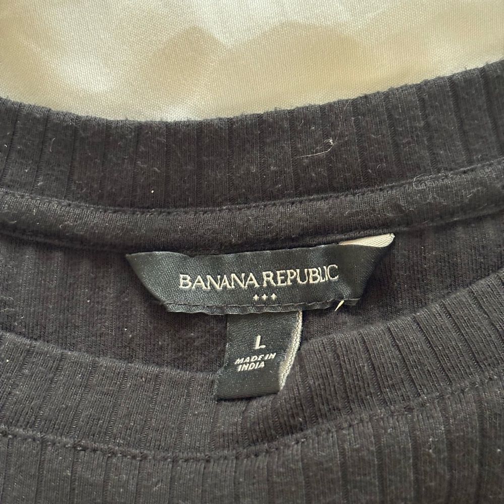 Banana Republic Women’s Black Ribbed Long Sleeve Top L - Picture 2 of 6